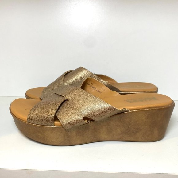 Kork Ease Madera Leather Wedge Slides Sandal Platforms 11 - Picture 2 of 7